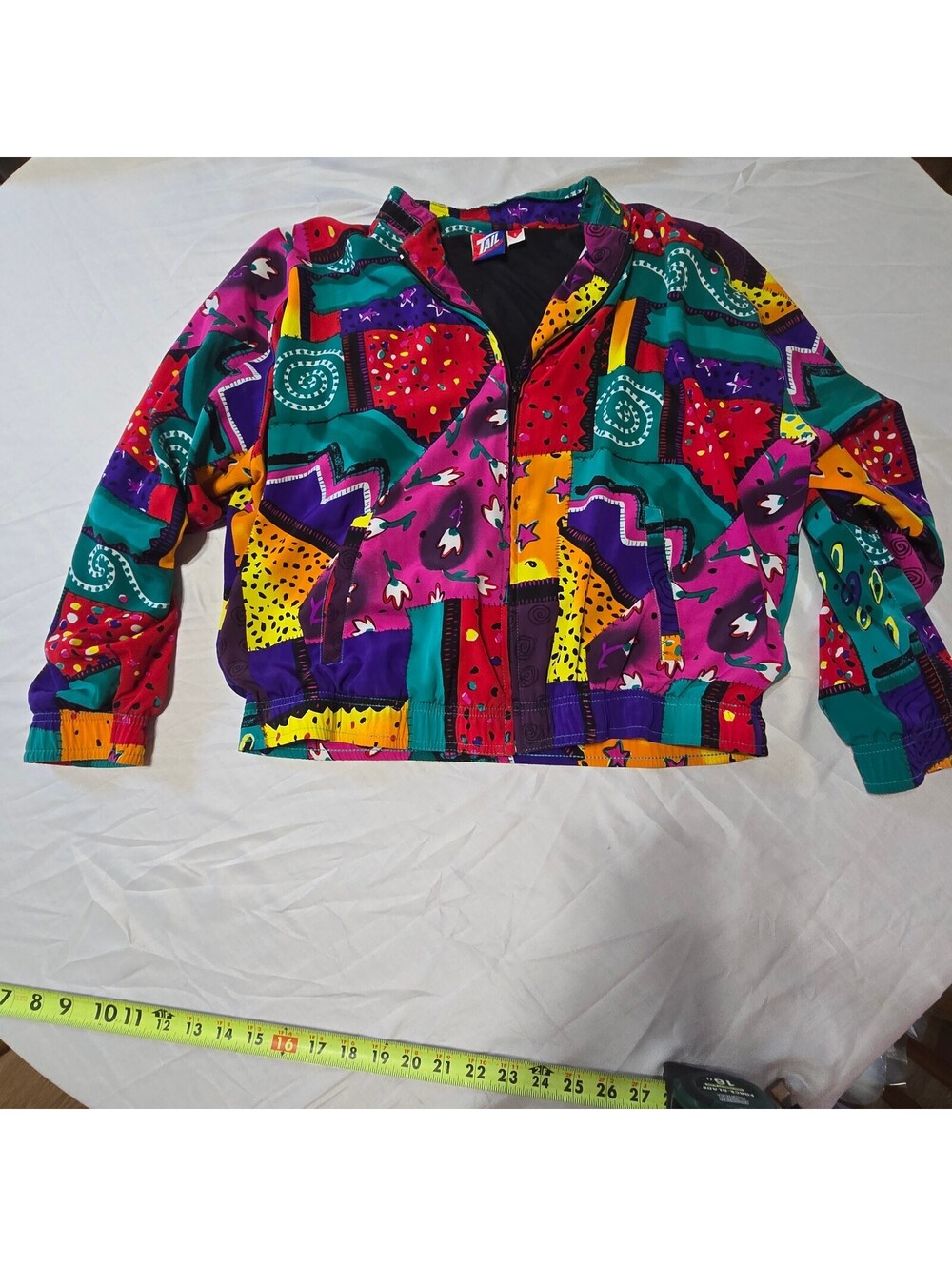 Vintage TAIL Windbreaker Jacket Womens Small S Retro 80s 90s Loud Geometric